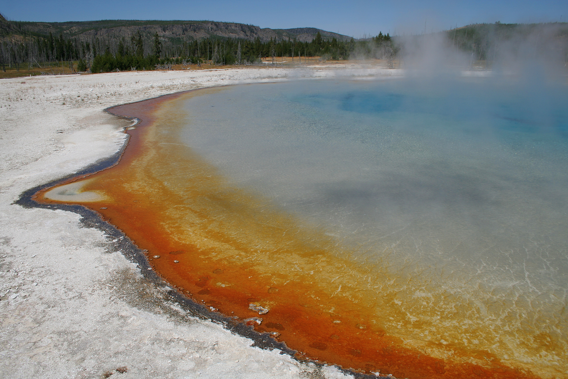 Sunset Lake (Travels » US Trip 1: Cheyenne Country » The Journey » Yellowstone National Park » Geysers, Hot Springs and Lakes » Black Sand Basin)