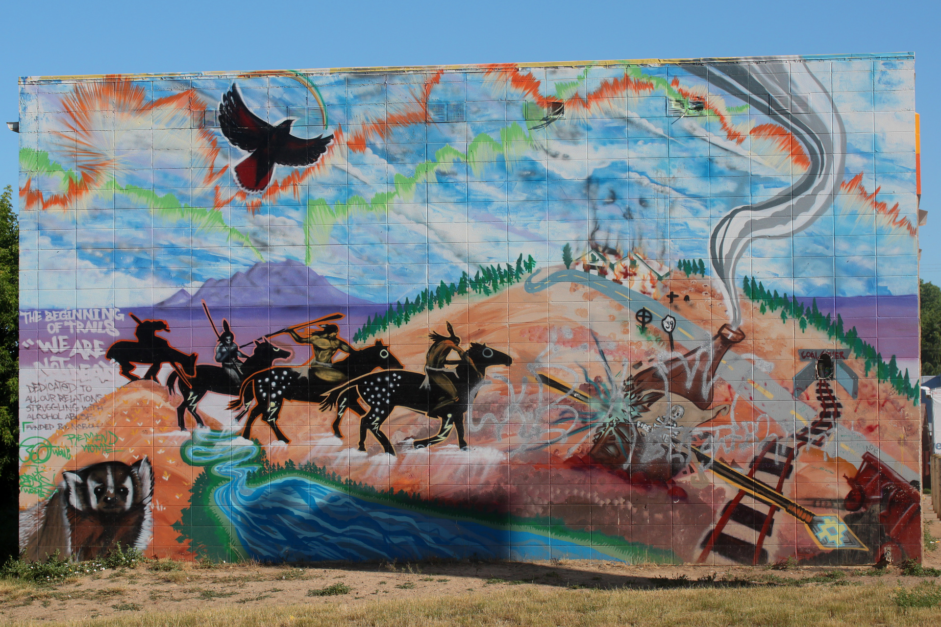 "The Beginning of Trails" Graffiti (Travels » US Trip 3: The Roads Not Taken » The Rez » Lame Deer)