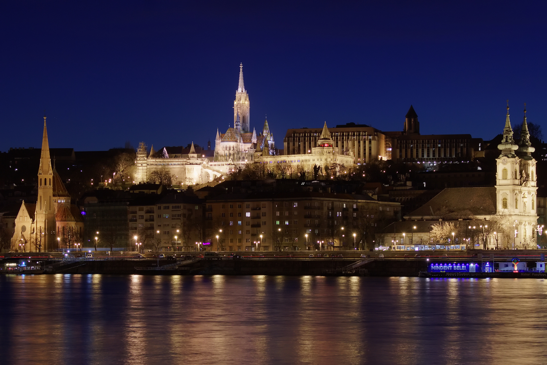 Calvinist Church, St. Anna's and Matthias Church (Travels » Budapest » Budapest at Night)
