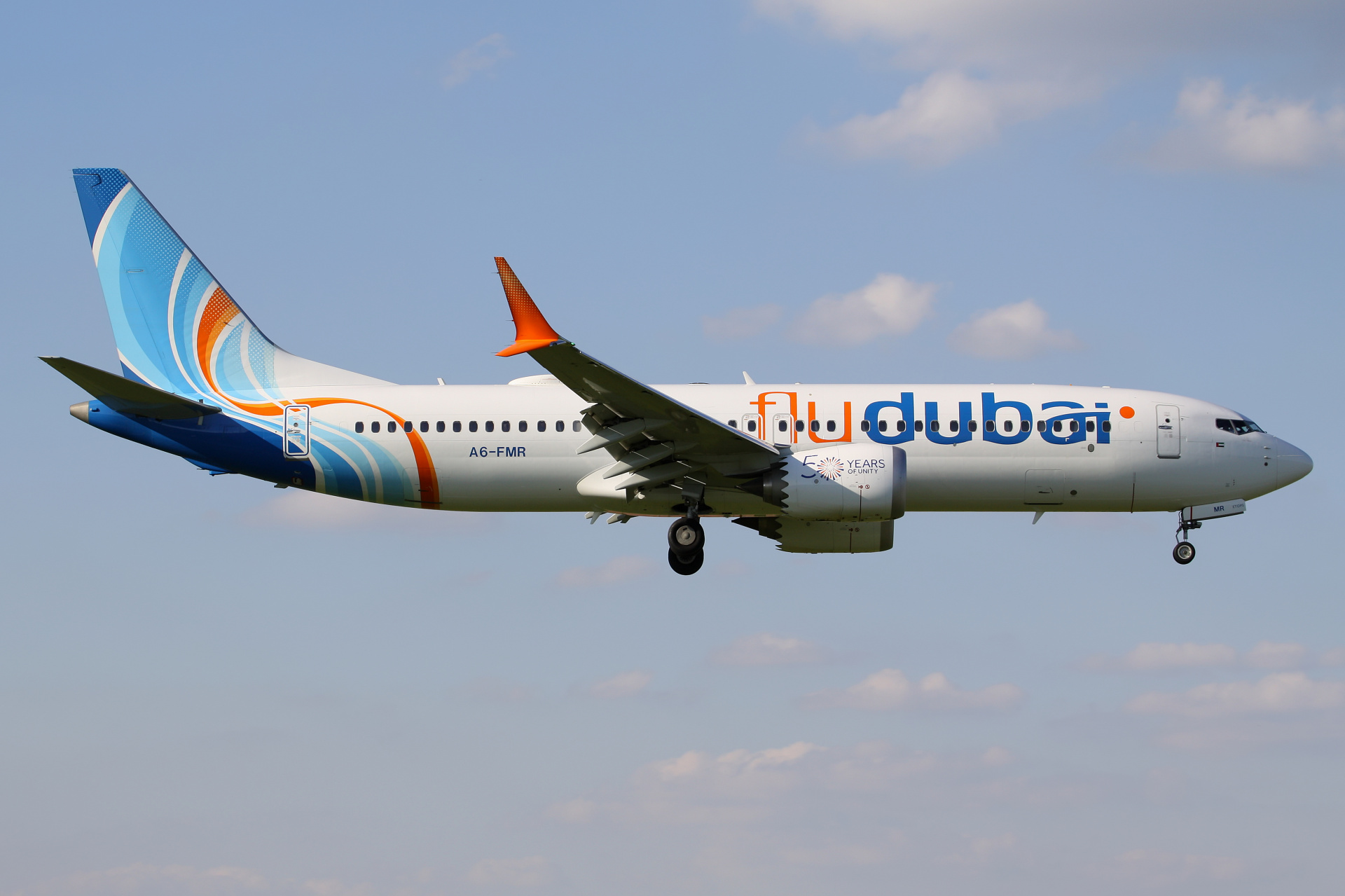 A6-FMR ("50 years of unity" sticker) (Aircraft » EPWA Spotting » Boeing 737-8 MAX » FlyDubai)