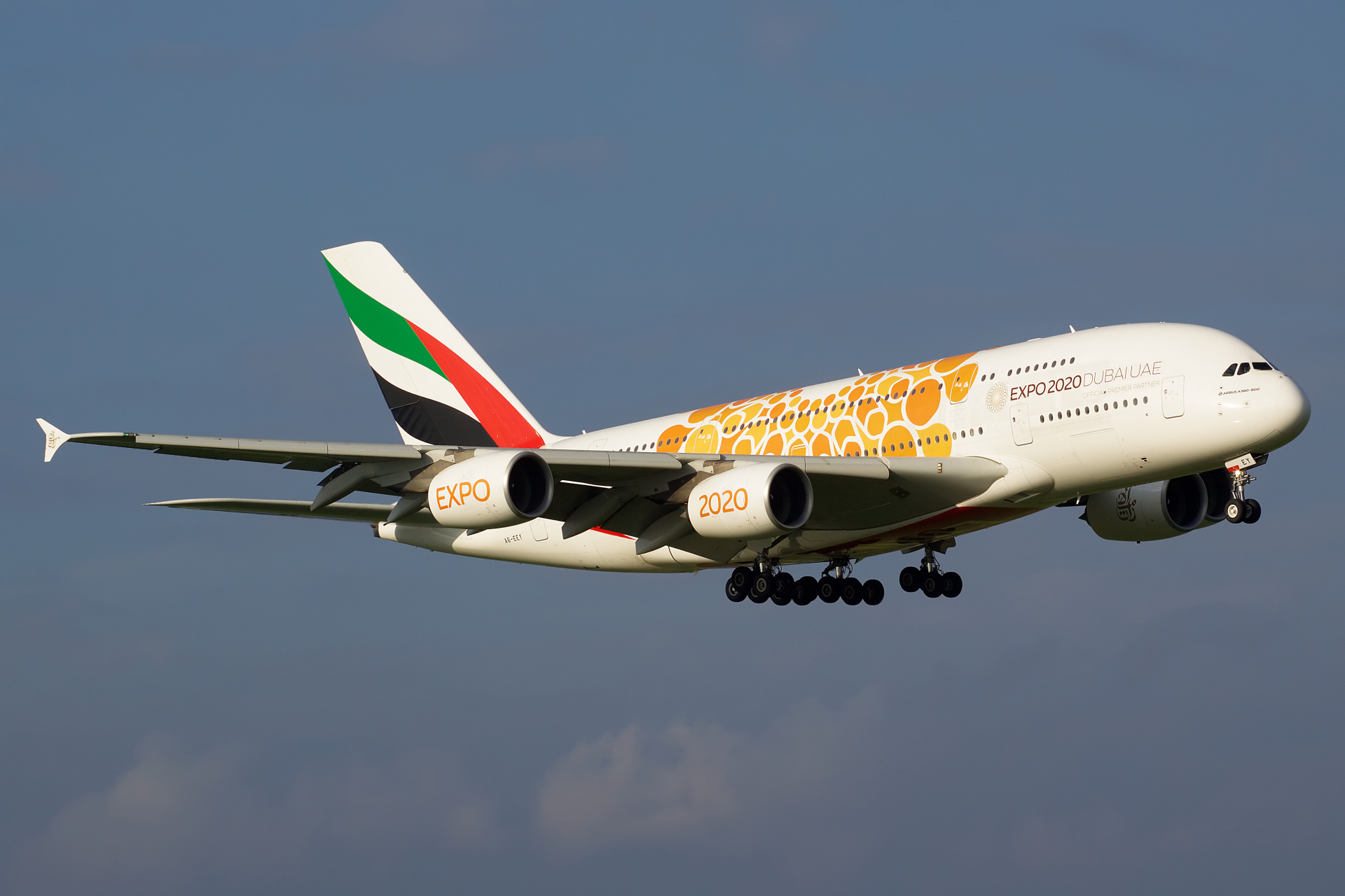 A6-EEY (malowanie EXPO 2020 Dubaj - Sposobność) (Samoloty » Spotting na Schiphol » Airbus A380-800 » Emirates)