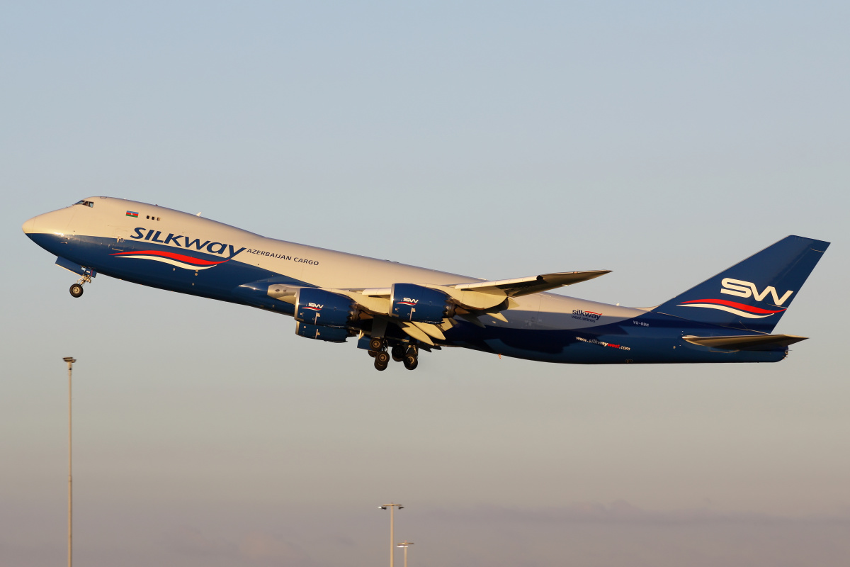 VQ-BBM, Silk Way West Airlines (Samoloty » Spotting na Schiphol » Boeing 747-8F)