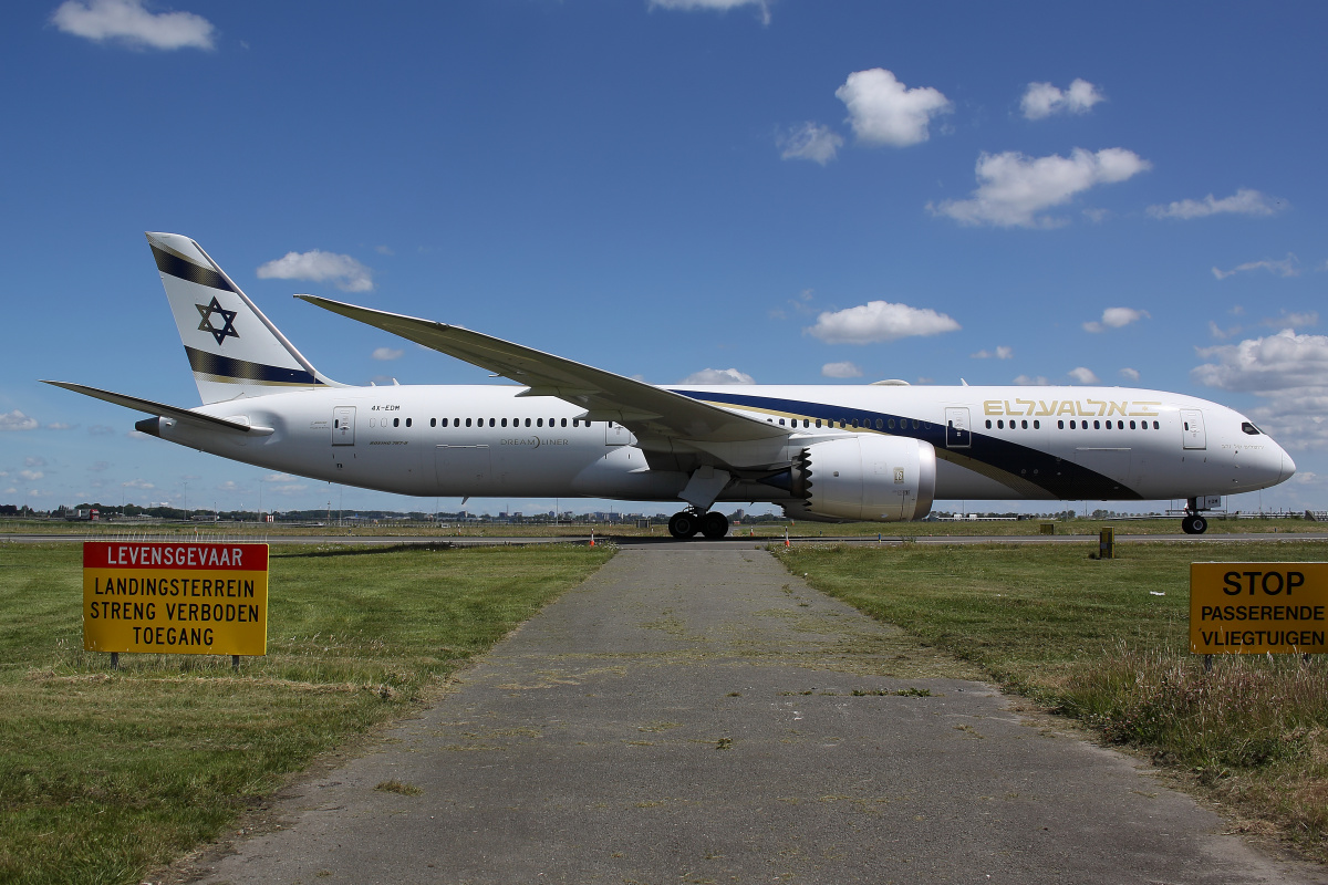 4X-EDM. El Al Israel Airlines (malowanie Jerozolima Złota) (Samoloty » Spotting na Schiphol » Boeing 787-9 Dreamliner)
