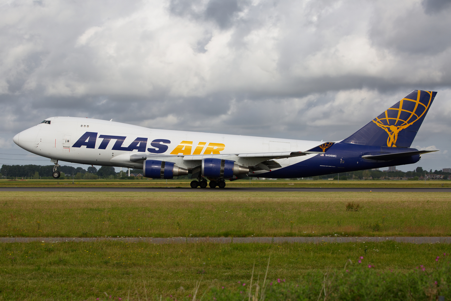 N496MC, Atlas Air (Samoloty » Spotting na Schiphol » Boeing 747-400F)