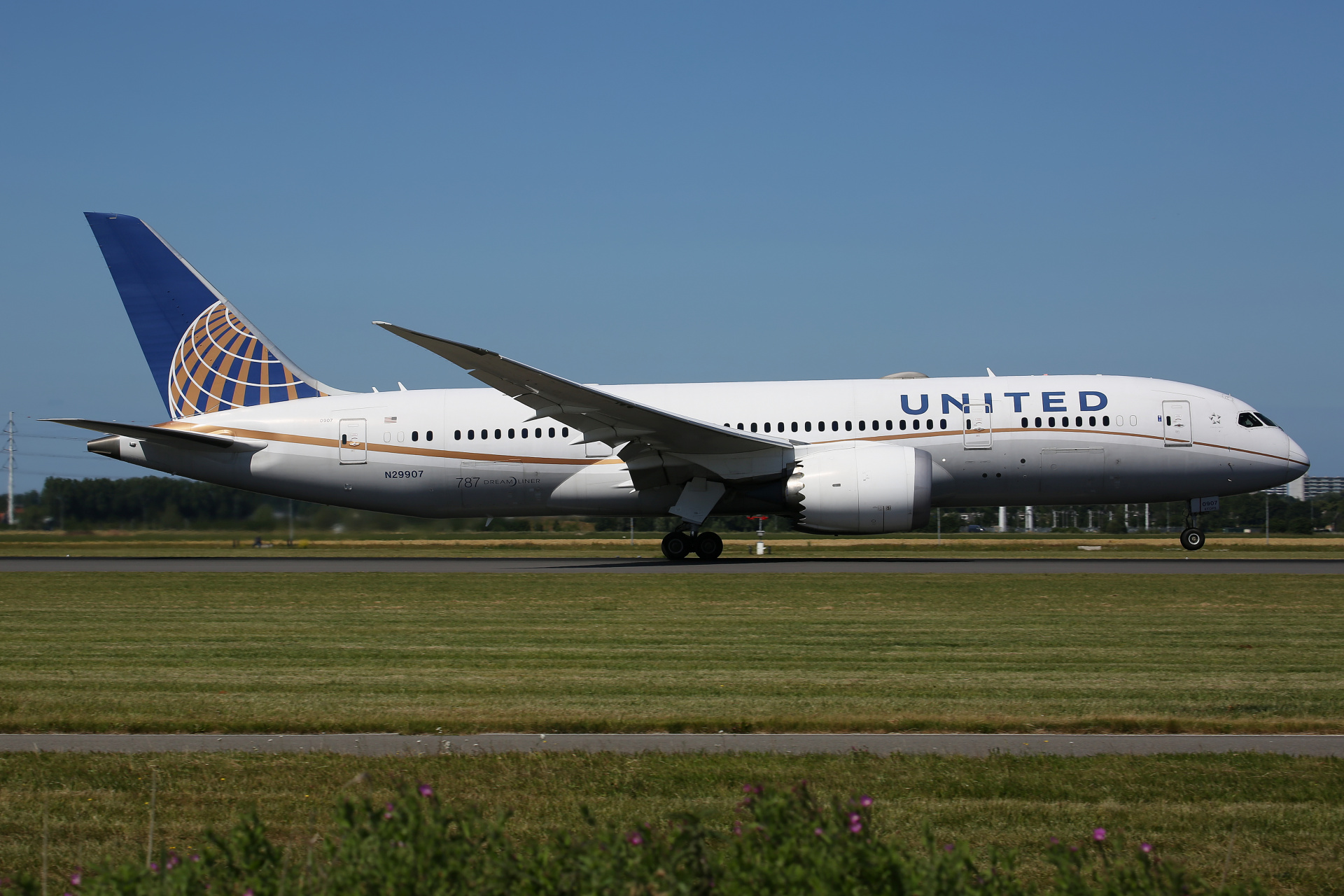 N29907, United Airlines (Samoloty » Spotting na Schiphol » Boeing 787-8 Dreamliner)