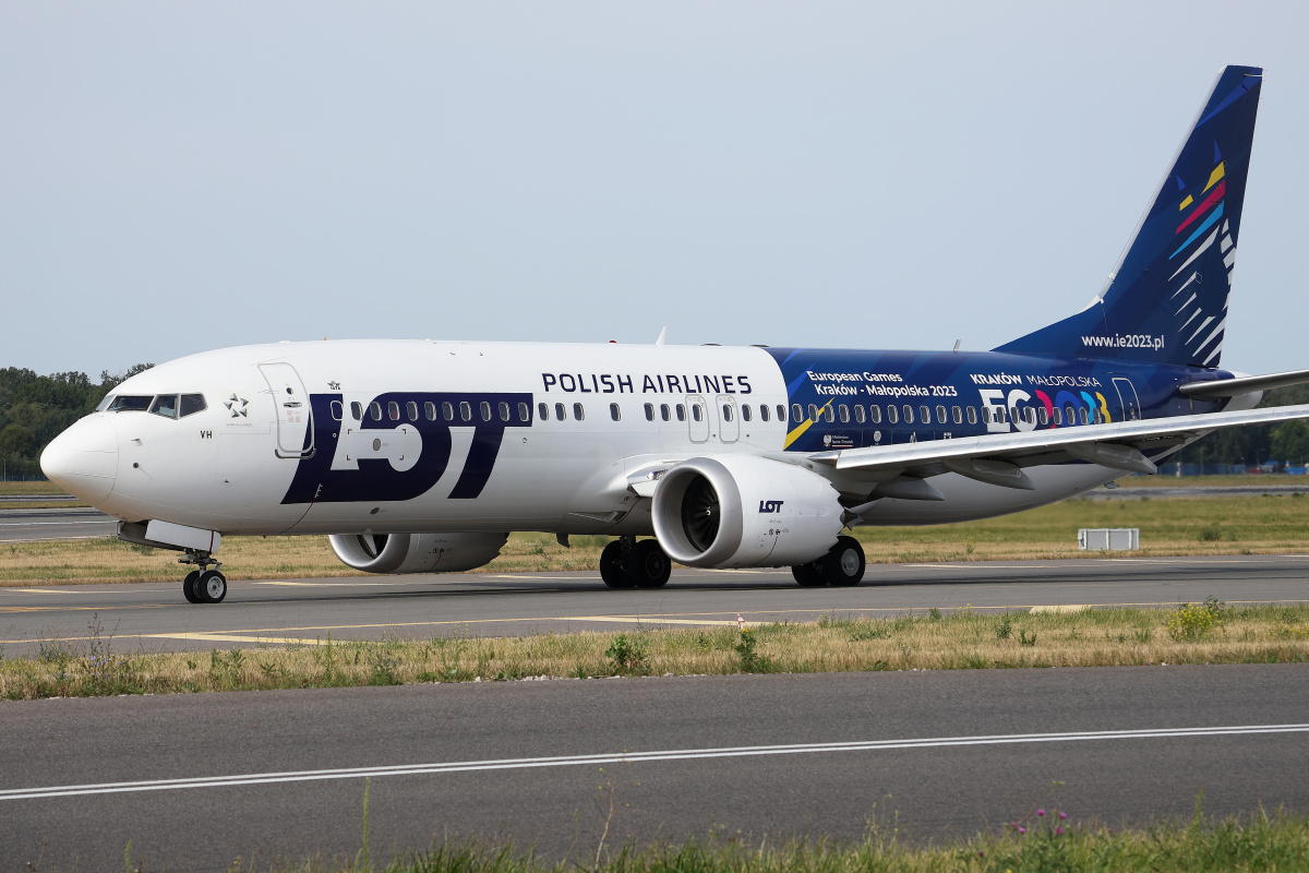 SP-LVH (malowanie 3. Igrzysk Europejskich 2023) (Samoloty » Spotting na EPWA » Boeing 737-8 MAX » Polskie Linie Lotnicze LOT)