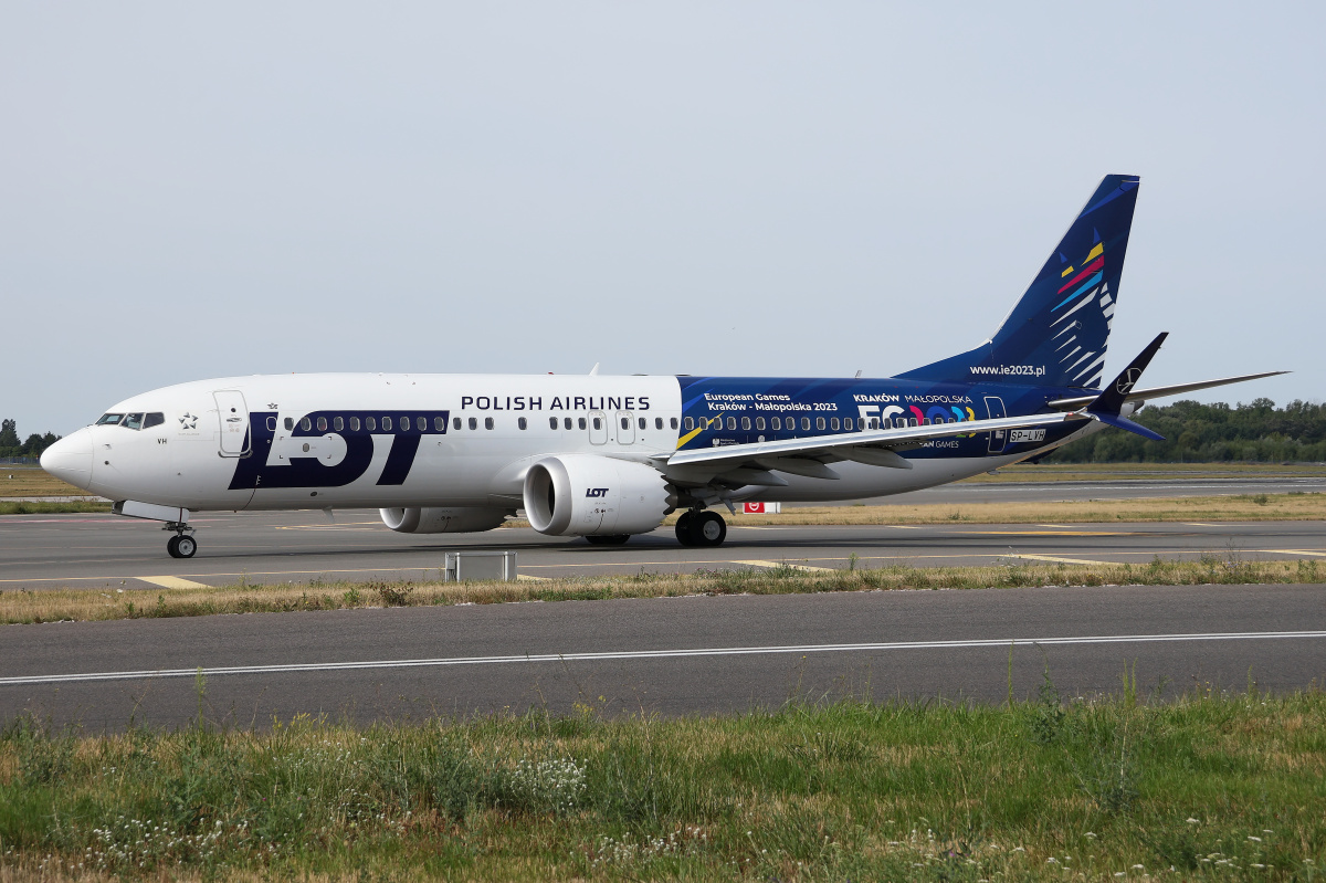 SP-LVH (malowanie 3. Igrzysk Europejskich 2023) (Samoloty » Spotting na EPWA » Boeing 737-8 MAX » Polskie Linie Lotnicze LOT)