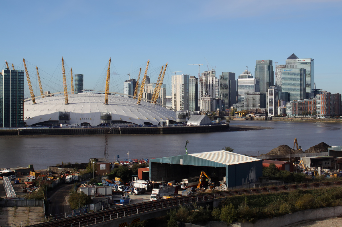 The Thames, The O2 and Canary Wharf