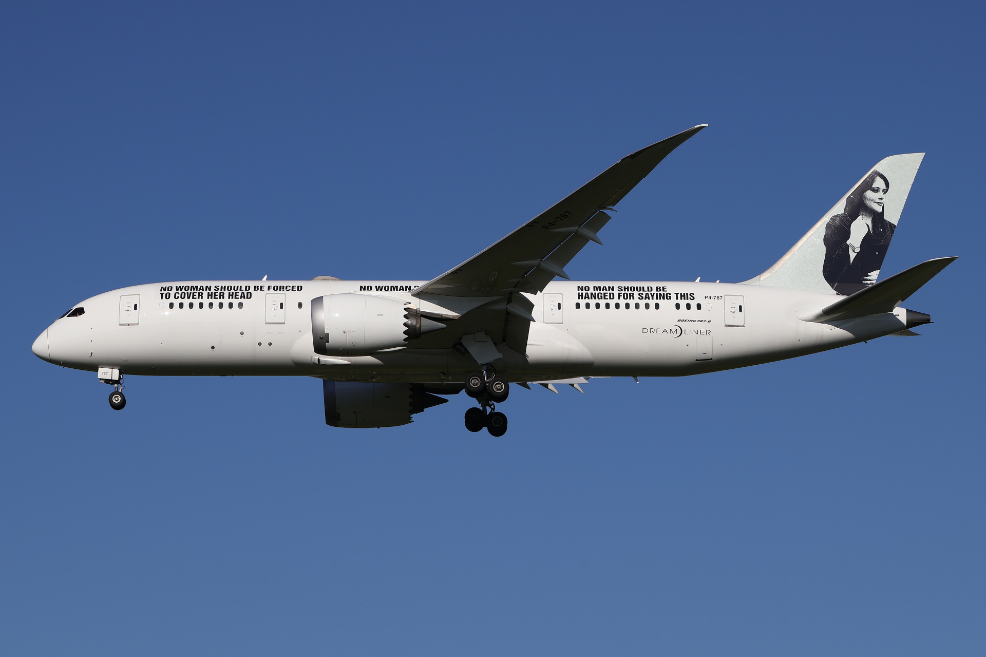 P4-787 (Iranian regime protest livery) (Aircraft » EPWA Spotting » Boeing 787-8 Dreamliner » Comlux Aruba)