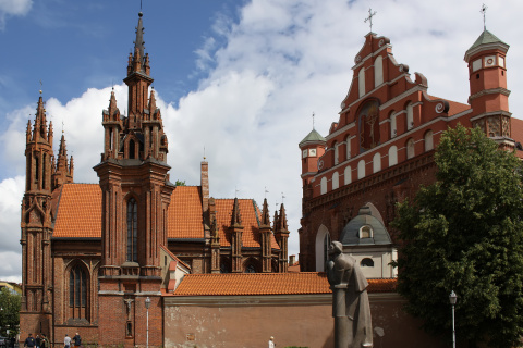 The Monument of Adam Mickiewicz, St. Anne's Church and Church of St. Francis and St. Bernard
