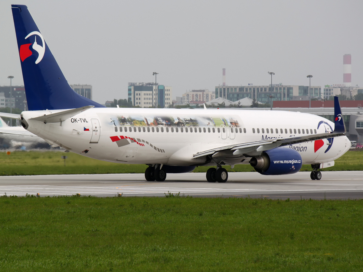 OK-TVL ("Moravian-Silesian Region" livery) (Aircraft » EPWA Spotting » Boeing 737-800 » Travel Service Airlines)