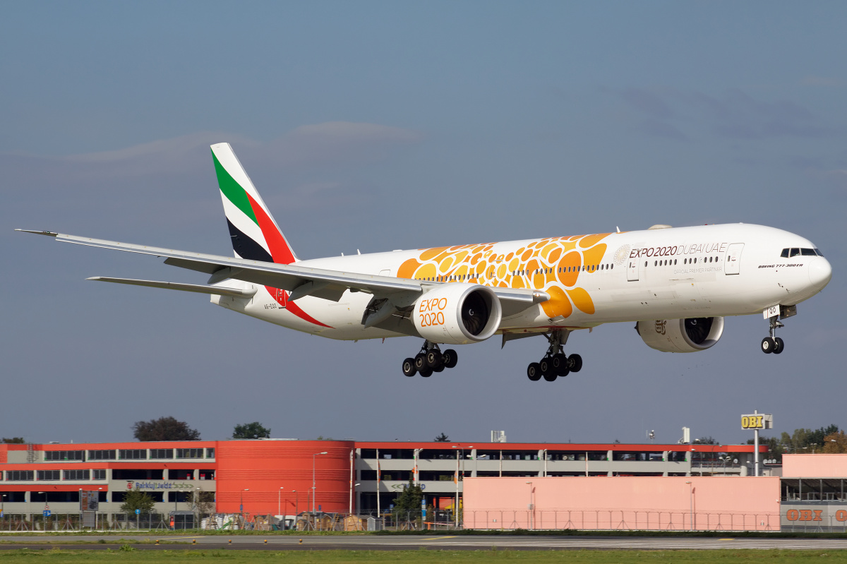 A6-EQO ("EXPO 2020 Dubai - Opportunity" livery) (Aircraft » EPWA Spotting » Boeing 777-300ER » Emirates)