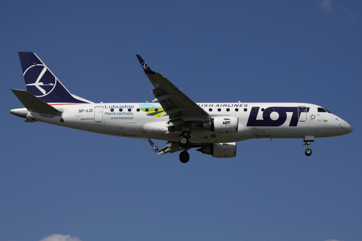 SP-LIC (naklejka Lubuskie. Warte zachodu) (Samoloty » Spotting na EPWA » Embraer E175 » Polskie Linie Lotnicze LOT)