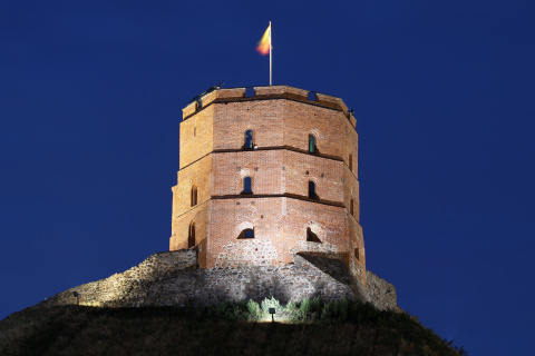 Gediminas' Castle Tower at night