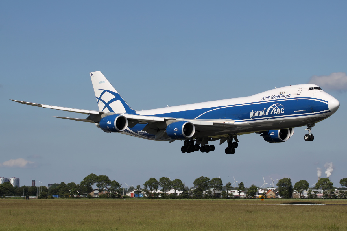 VQ-BBP (ABC Pharma livery) (Aircraft » Schiphol Spotting » Boeing 747-8F » AirBridgeCargo Airlines)