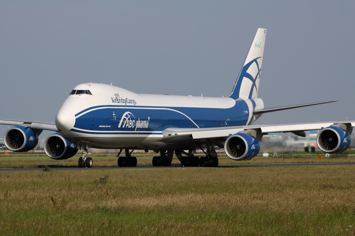 VQ-BBP (ABC Pharma livery) (Aircraft » Schiphol Spotting » Boeing 747-8F » AirBridgeCargo Airlines)