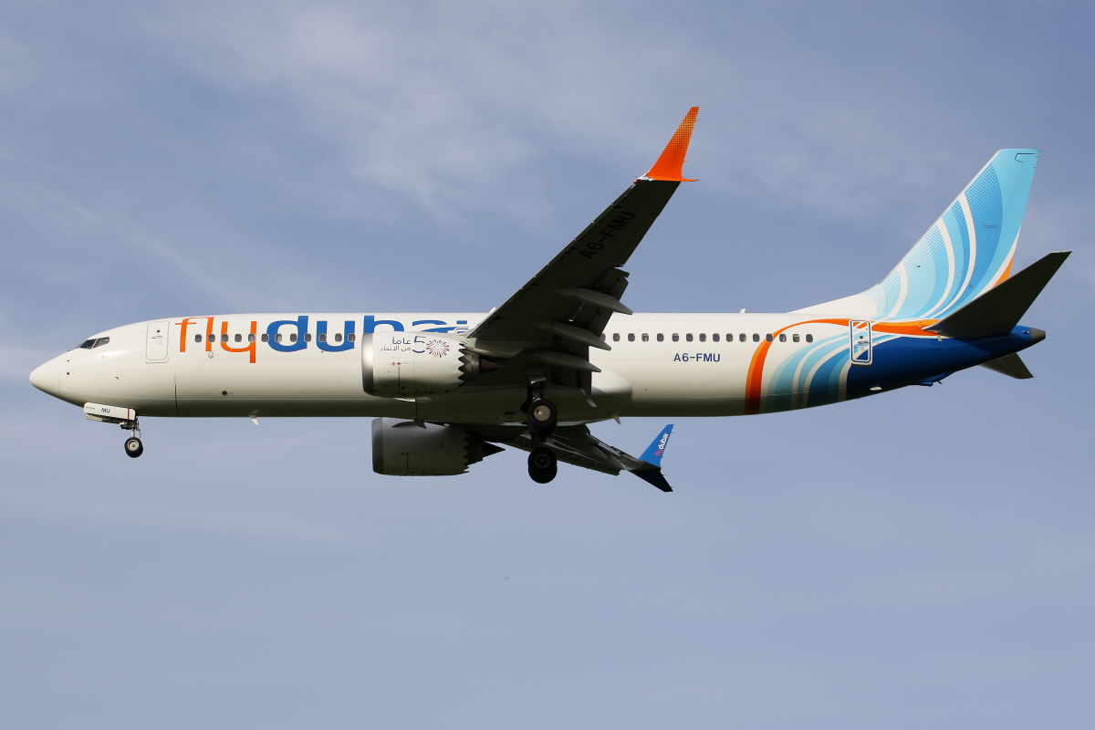 A6-FMU (50 ears of unity sticker) (Aircraft » EPWA Spotting » Boeing 737-8 MAX » FlyDubai)