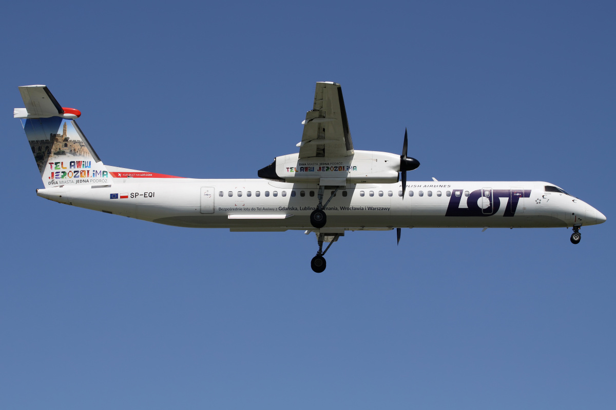 SP-EQI (Tel Aviv/Jerusalem Flights livery) (Aircraft » EPWA Spotting » De Havilland Canada DHC-8 Dash 8 » LOT Polish Airlines)