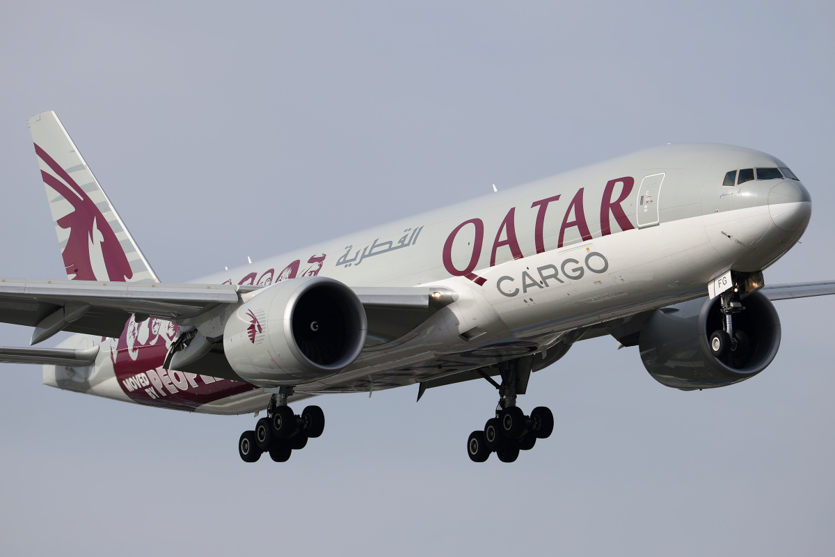 A7-BFG ("Moved by People" livery) (Aircraft » EPWA Spotting » Boeing 777F » Qatar Airways Cargo)