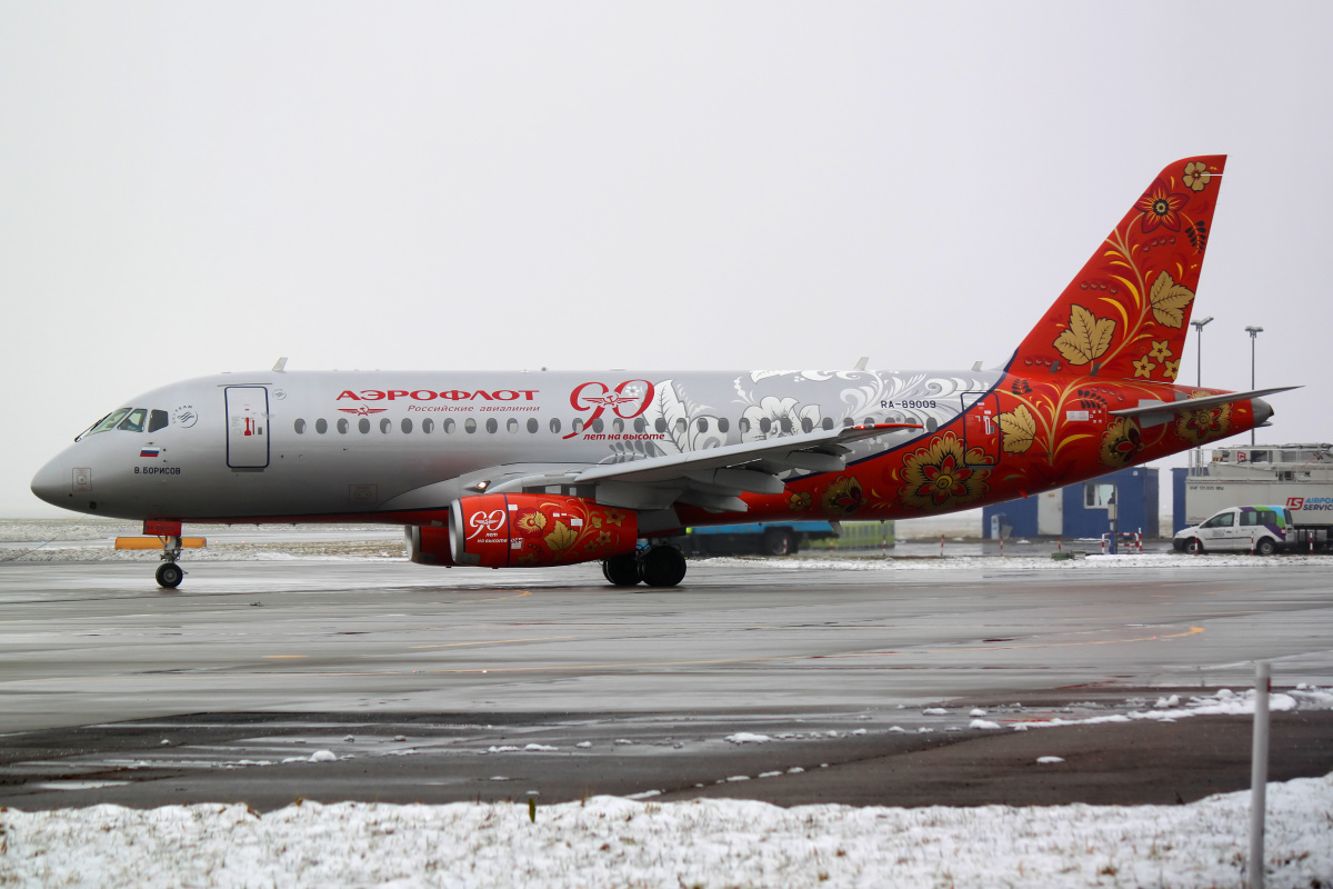 RA-89009 ("90 years in the Sky" livery) (Aircraft » EPWA Spotting » Sukhoi Superjet 100-95B » Aeroflot Russian Airlines)