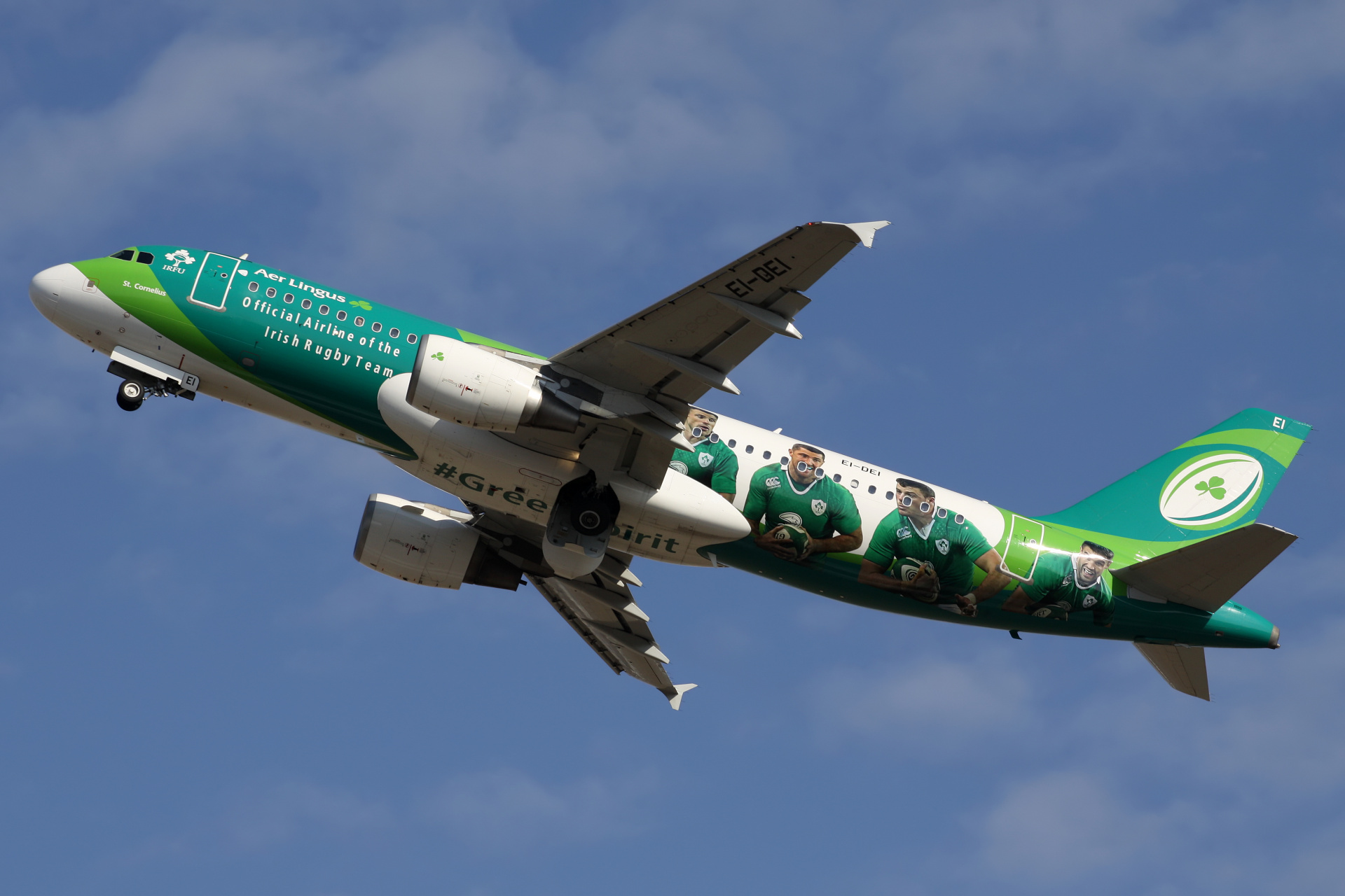 EI-DEI (malowanie "Official Airline of the Irish Rugby Team") (Lotnictwo &raquo; Spotting na EPWA &raquo; Airbus A320-200 &raquo; Aer Lingus)