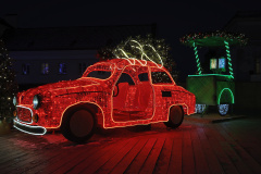 Syrena and carbonator at Hoover Square (Warsaw &raquo; Christmas Illumination)